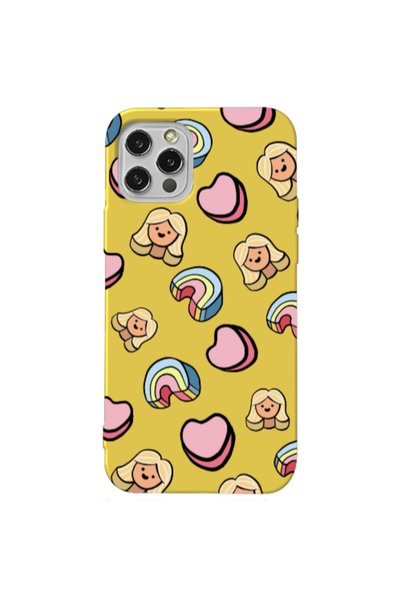 Other Apple iPhone 12 Pro Max Girl rainbow and hearts Yellow Colored Silicone...