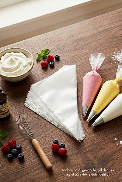 Bimotif 25li Kullan At Krema Sıkma Torbası (30cm) Pasta, Kek, Krem Şanti Süsleme Poşeti, Pastacı Malzemesi