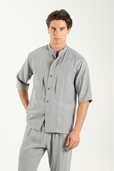 Vittorio 300-25-CAPRI Grey Ανδρικό Overshirt Τύπου Σαφάρι Γκρί -