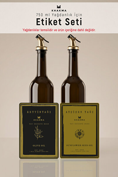 KHAKMA Gold Label Set for Oil Bottle - Label for Olive Oil Sunflower Oil Bott...