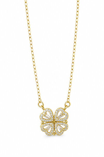 Jack Ferrero Yellow Color Magnetic Open-Close Four-Leaf Clover Stone Women's ...