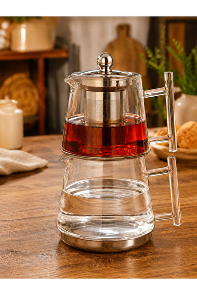 ASSA BAZAAR Glass Teapot Set with Stainless Steel Strainer, Heat Resistant Te...
