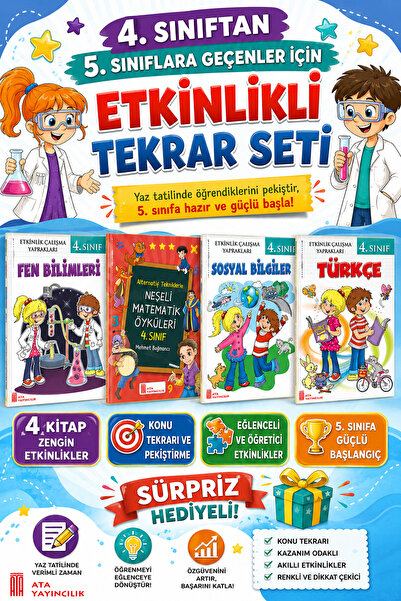 Ata Yayıncılık 4.Sınıftan 5.Sınıfa Geçenler İçin Etkinlikli Yaz Tekrar Seti