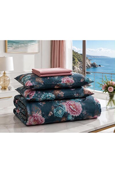 Casa Pucioasa Duvet Cover Set – Floral Elegance with Powdery Accents (6 Pieces)