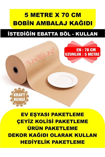 Uygun Kutu ve Ambalaj 70 Cm x 5 Metre Bobin Rulo Kraft Rengi Ambalaj Kağıdı, ...