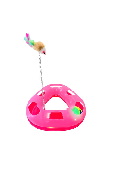 Kardelen Triangle Cat Toy - Furry Cat Activity Toy with Ball and Spring, with...