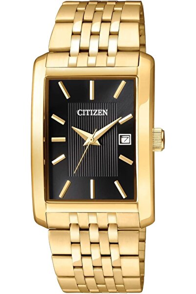 Citizen Gold-colored watch with a rectangular black dial for men from