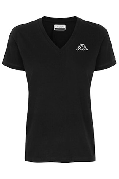 Kappa Tricou clasic din bumbac cu decolteu în V pentru femei, Kappa, LOGO CAB...