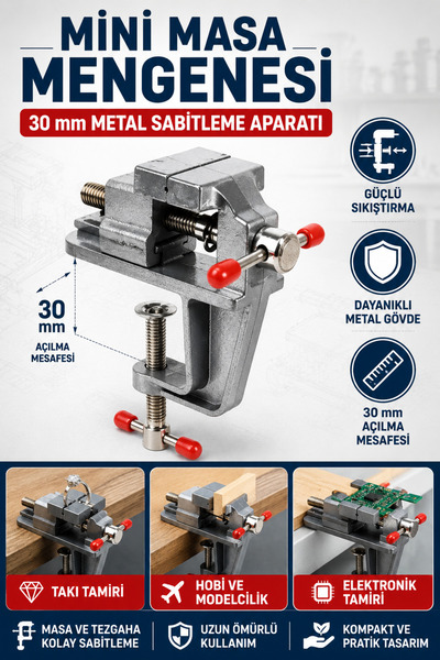 Hane Dostu Mini Masa Mengenesi 30 mm Metal Hobi Tezgah Sabitleme Sıkıştırma A...