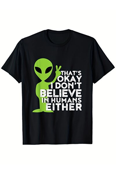 17 seramik Men's Crew Neck 100% Cotton T-Shirt Alien UFO Print with Hilarious...