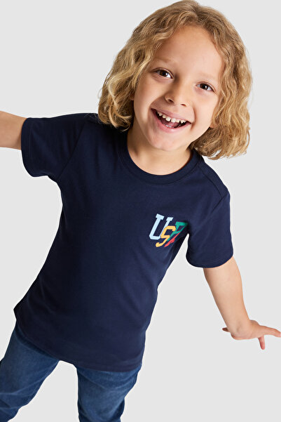U.S. Polo Assn. Erkek Çocuk Lacivert Bisiklet Yaka Tişört 50320410-VR033