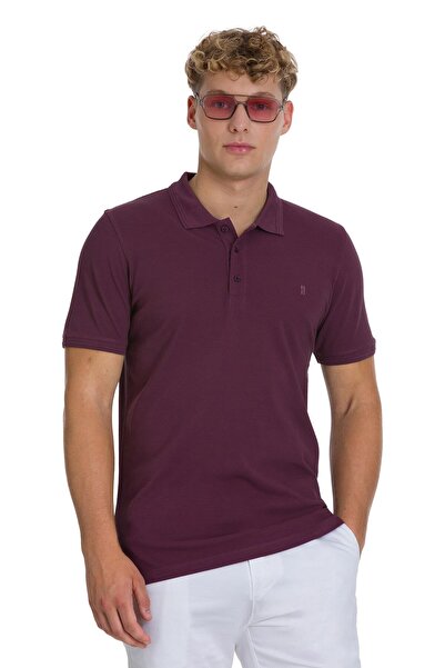 Hatemoğlu Mor Regular Fit 100% Pamuk Polo Yaka Tişört