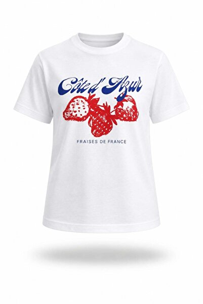 5in1Canpolat Tricou alb cu imprimeu căpșuni