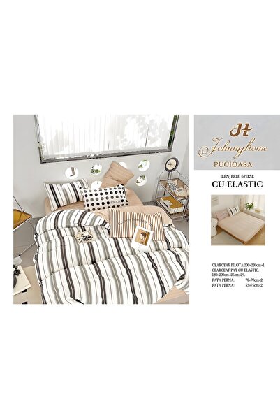 naniland.ro Lenjerie de Pat Bumbac Satinat 2 Persoane 6 Piese cu Elastic 180x...