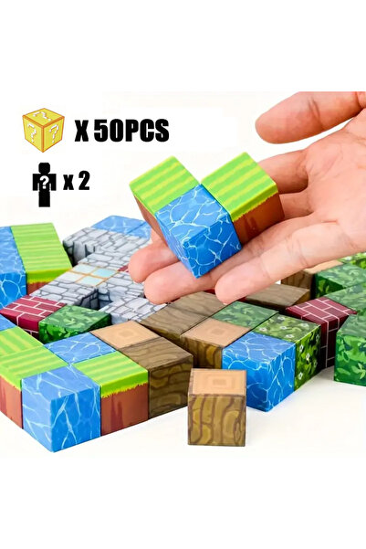 Choice3 50 قطعة و2 دمية من لعبة المكعبات المغناطيسية، مكعبات بناء إبداعية على...