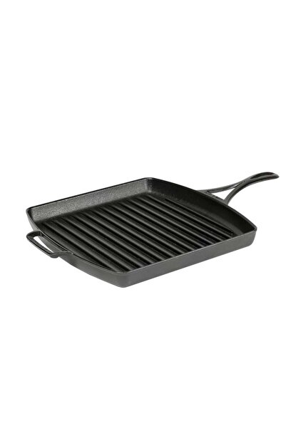 Lodge Tigaie grill adanca patrata din fonta cu maner triplu asezonata Blacklo...