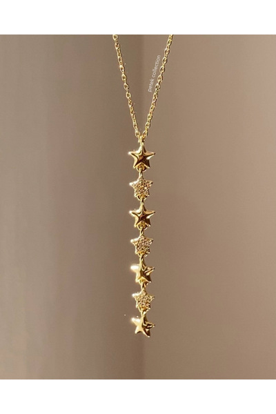 Petek Collection Steel Row Stars Y Necklace