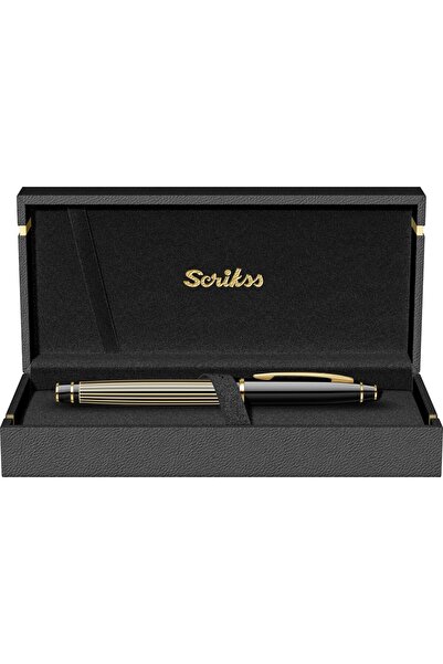 Scrikss Noble 35L Roller Kalem Çizgi Desen Siyah Altın