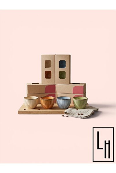 LinkaHome وعاء بورسلين آسيوي فاخر 4 قطع 8 سم مع علبة