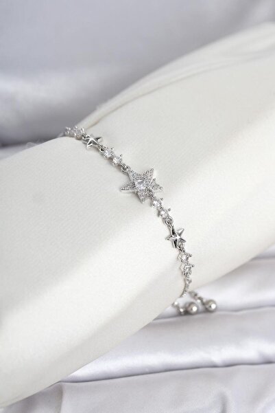 Clariss Silver Color Brass Star Model Women's Bracelet with Elevator Design