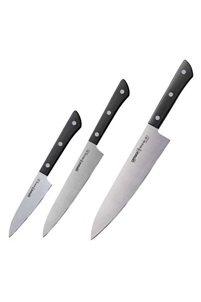 Samura Set de 3 cutite de bucatarie, Samura, Otel, Negru