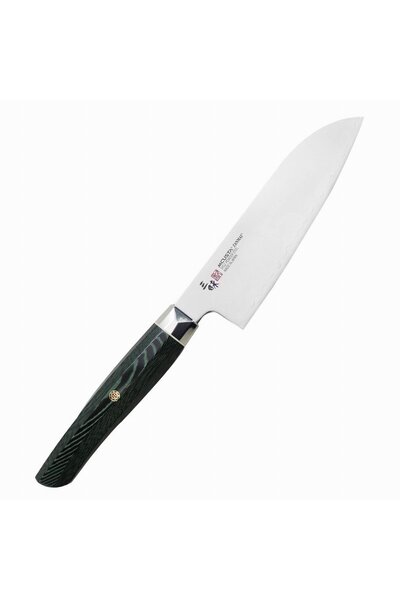 MCUSTA Cutit Santoku Zanmai SPG2, 18cm, lama din otel rapid, verde