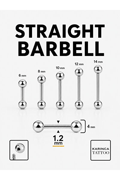 Karınca Piercing Straight Barbell Piercing Çubuk Düz Flat Helix Septum Genita...
