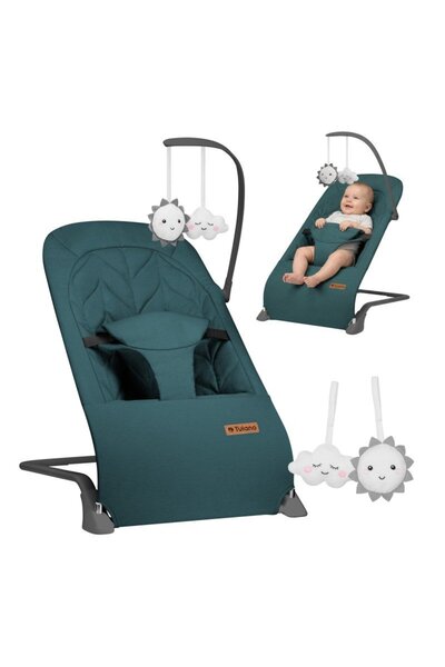 Tulano Sezlong balansoar pentru bebelusi Moon 10 Green cu centura de sigurant...