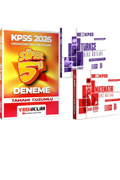 Yediiklim Yayınları 2026 KPSS Türkçe Matematik Ders Notları - 2026 Kpss Ortaö...