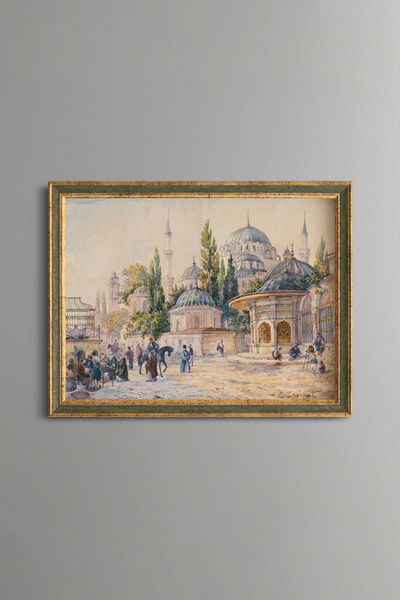 epiqart Payitaht Istanbul, Şeyhzade Mosque - Vintage Patterned Painting - Fin...