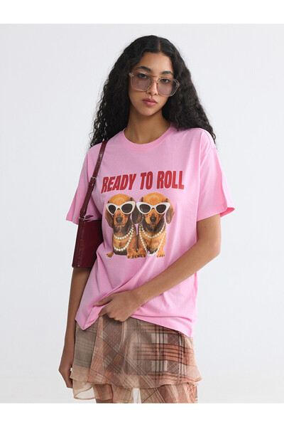 LC Waikiki Tricou pentru damă cu imprimeu cu gât crew