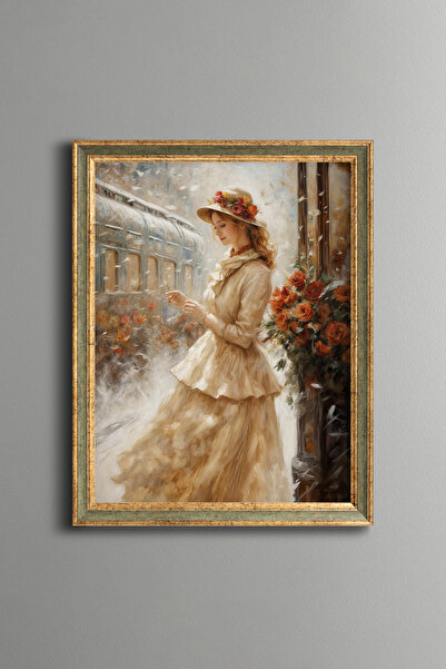 epiqart Roses and Woman - Vintage Patterned Painting - Fine Model