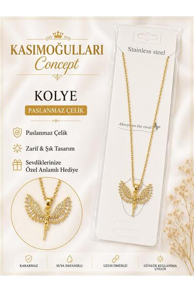 kasımoğulları concept Stainless Steel Figured Necklace – Gold Color Chain, Da...