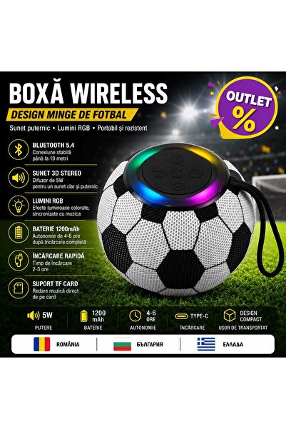ANY SHOP MARKET Φορητό ηχείο Bluetooth 5.4 σε σχήμα μπάλας ποδοσφαίρου, 5W, φ...