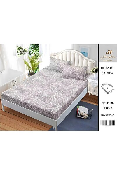 PlayFun Husă de Pat Bumbac Satinat 2 Persoane 3 Piese cu Elastic 160x200 cm, ...