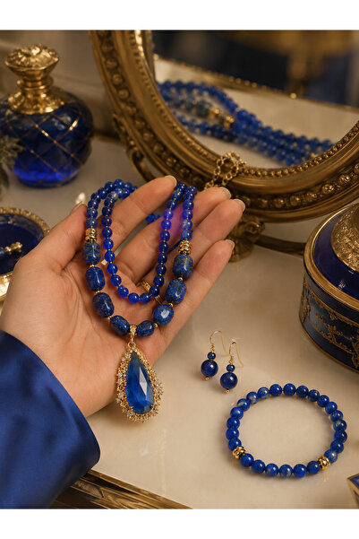 Takkı by Handan Lapis taşı tasarım kolye, ve küpe .takım fiyatıdır.
