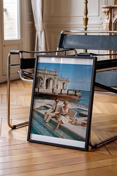 Postifull Retro Holiday Poster, Black Framed Poster, Old Money Series, No:113196