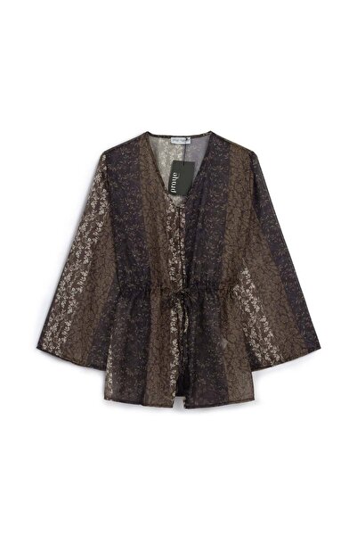 praye Kimono od tula sa uzorkom, braon