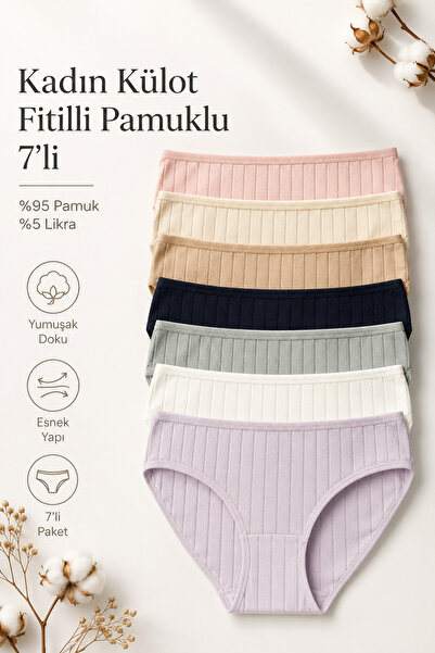 Nicoletta Chiloți de damă, pachet de 7, din bumbac Lycra, cu nervuri, mix de ...