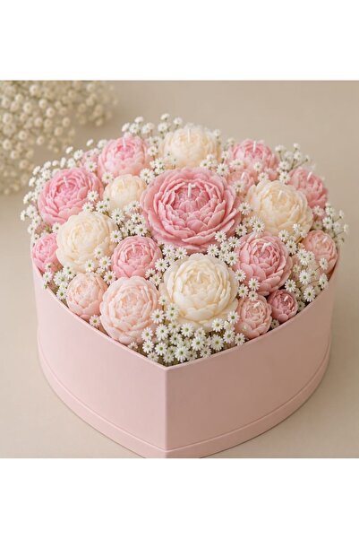 Yaratıcı sanatlar atölyesi Flower Bouquet Candle Set in a Gift Box Decorated ...