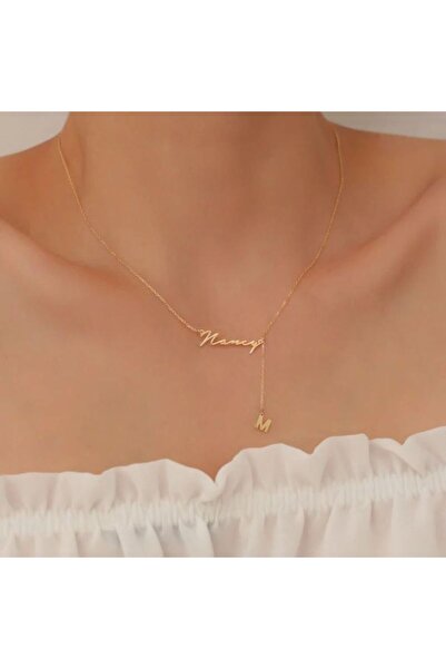 N!da Jewelry 925 Ayar Gümüş Minimalist İsim Sallantılı Harf Kolye