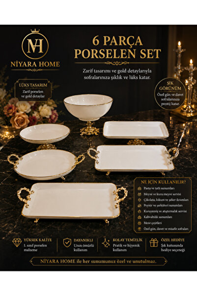Niyara home 6-Piece Porcelain Set with Metal Legs