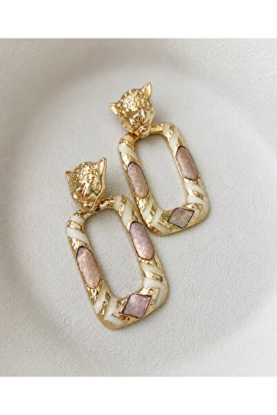 ADELYA CONCEPT Pearlescent Gold Lion Earrings