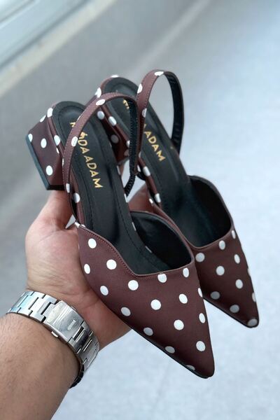 GOFFSHOES Women's Monaco Low Heel Shoes - Polka Dot-Brown