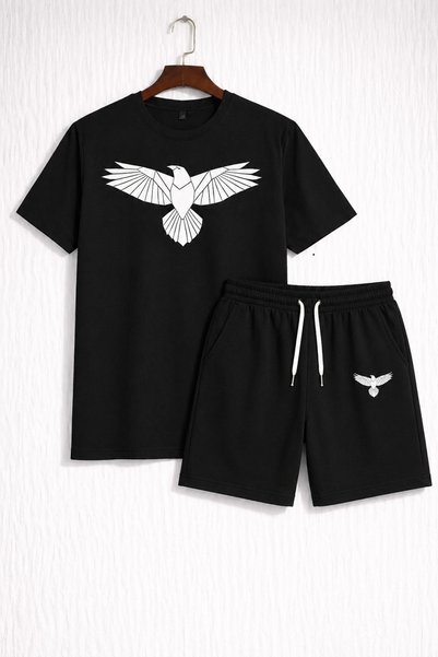 SILATU Unisex Eagle Printed Shorts and T-Shirt Set