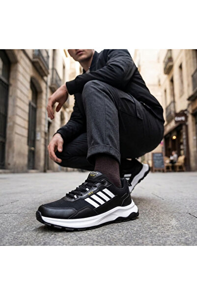 GT Ayakkabı 6-7 cm Height Increasing Hidden Heel Black and White Men's Sports...