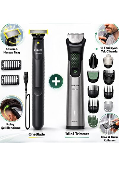 Philips Erkek Bakım ve Tıraş Seti Saç Sakal Vücut Düzeltici Şarjlı Islak Kuru...