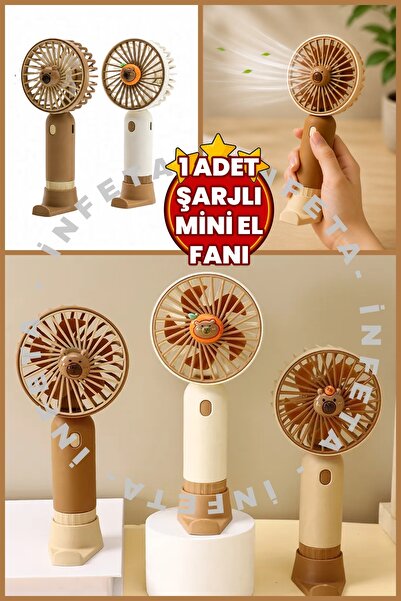 İnfeta 1 Adet 3 Kademe Hızlı Mini El Masa Fanı Vantilatör Şarjlı Telefon Tuta...