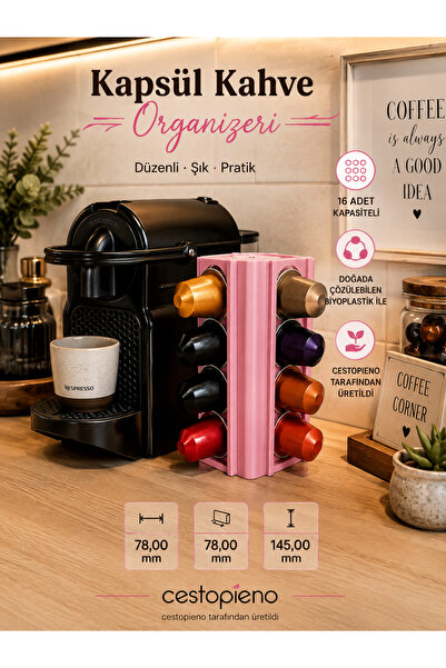 CESTOPİENO Capsule Coffee Organizer 16-Capsule Rotating Stand Nespresso Compa...