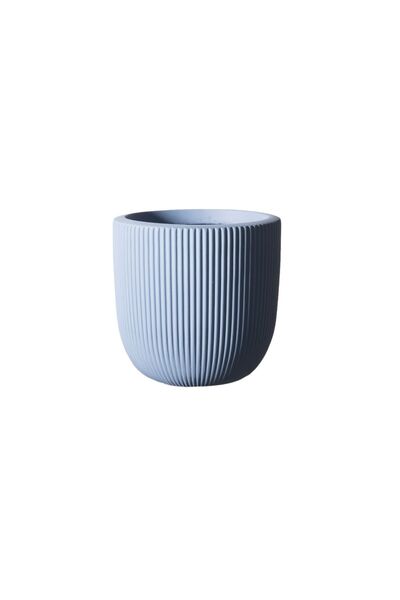 SUPERGREENS Γλάστρα Πήλινη Στρογγυλή ''Stripe'' Μπλε L 37x37x33 εκ.